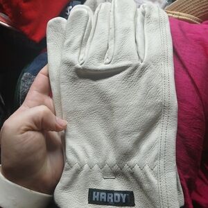 Men's White Leather Work Gloves